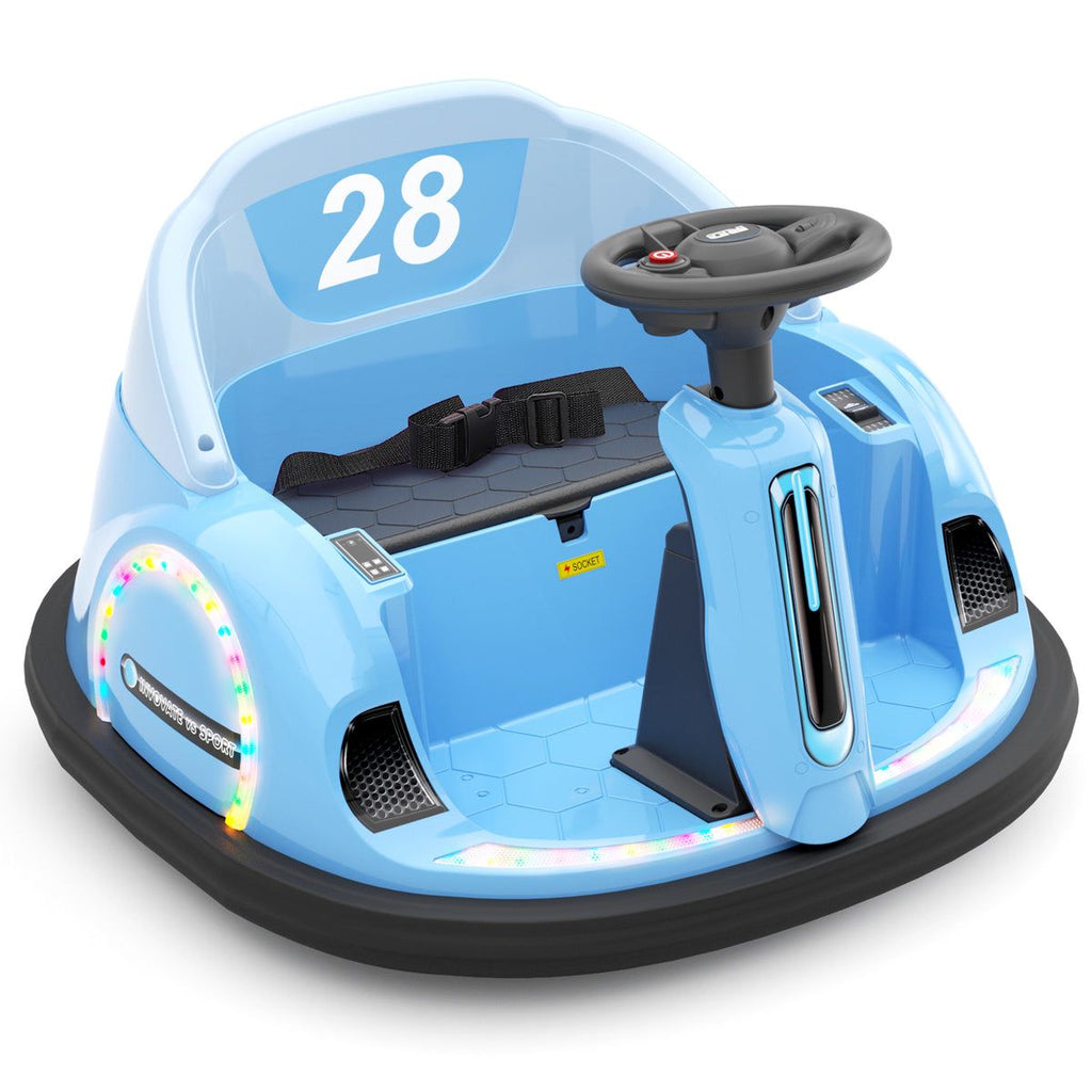 Paseo eléctrico 6V sobre coches de choque para niños de 2 a 4 años, juguetes de choque giratorio de 360° coches regalo, música, luces, 0-2 mph, naranja