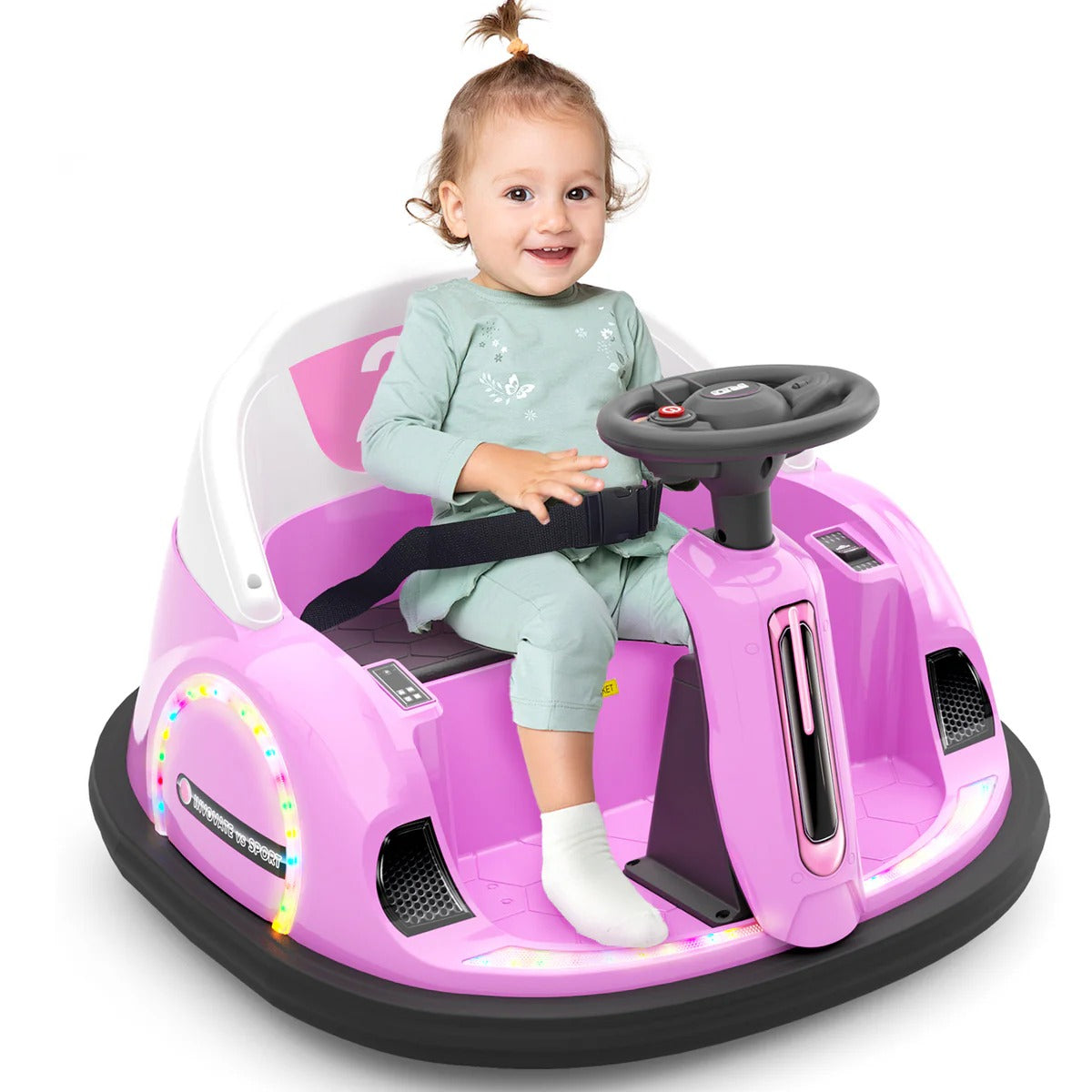 Paseo eléctrico 6V sobre coches de choque para niños de 2 a 4 años, juguetes de choque giratorio de 360° coches regalo, música, luces, 0-2 mph, naranja
