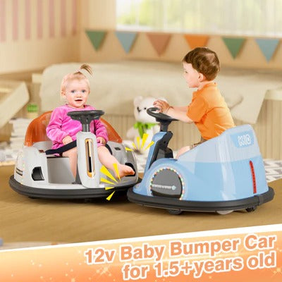 Paseo eléctrico 6V sobre coches de choque para niños de 2 a 4 años, juguetes de choque giratorio de 360° coches regalo, música, luces, 0-2 mph, naranja